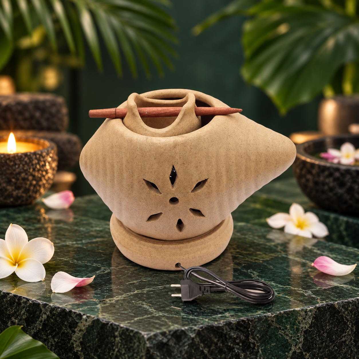 Shankh Electric Aroma Diffuser with LED Night Light – Kapur Dani & Essential Oil Burner for Home, Office & Bathroom